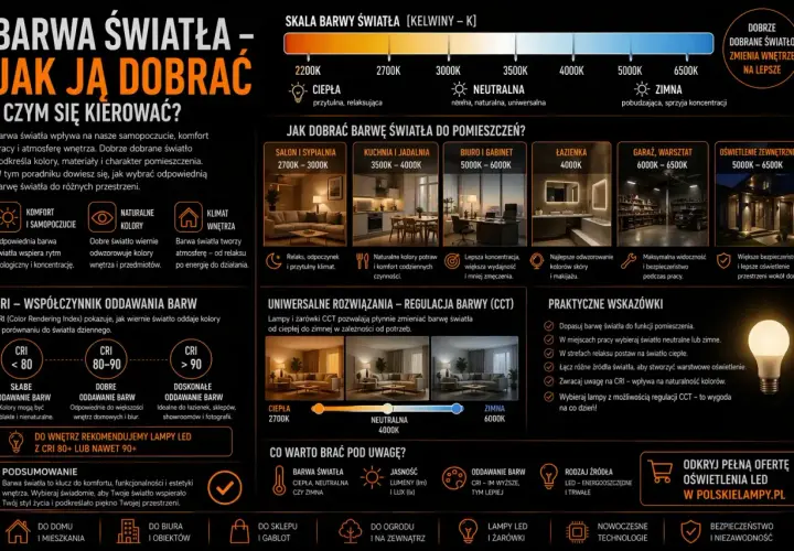 Jaka barwa światła na zewnątrz? Od 5000K do 6500K dla większego bezpieczeństwa i lepszego oświetlenia przestrzeni wokół domu.