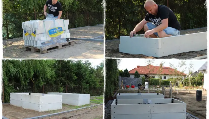 Jak zrobić warzywnik betonowy: montaż podwyższonych grządek z elementów betonowych.