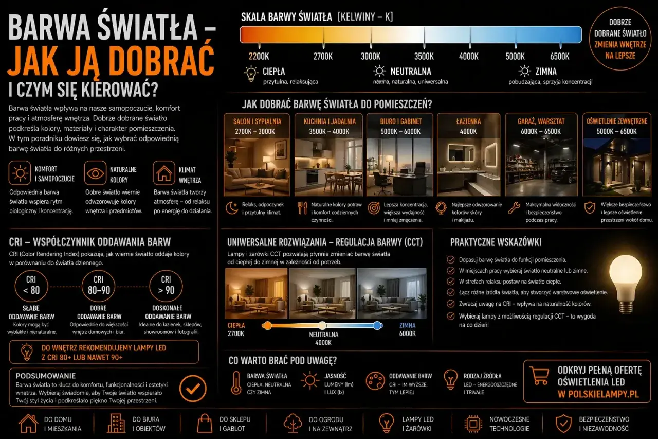 Jaka barwa światła na zewnątrz? Od 5000K do 6500K dla większego bezpieczeństwa i lepszego oświetlenia przestrzeni wokół domu.